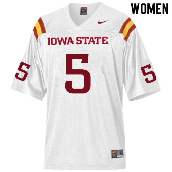 Iowa State Cyclones Women's #5 John Kolar Nike NCAA Authentic White College Stitched Football Jersey ZY42W32VI